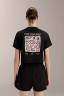 Cropped Boxed Graphic Tee - TER109 Black - Activera