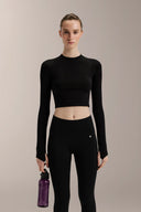 Tech Cropped Seamless Long-Sleeve Shirt - TBH105 Black