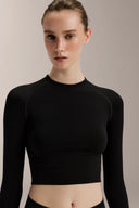 Tech Cropped Seamless Long-Sleeve Shirt - TBH105 Black