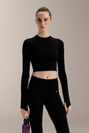 Tech Cropped Seamless Long-Sleeve Shirt - TBH105 Black