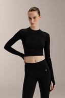 Tech Cropped Seamless Long-Sleeve Shirt - TBH105 Black