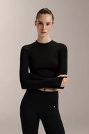 Tech Cropped Seamless Long-Sleeve Shirt - TBH105 Black