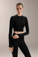 Tech Cropped Seamless Long-Sleeve Shirt - TBH105 Black