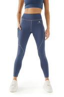 Långa leggings med ficka -AC101 Marinblå