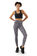 Mönstrade leggings med ficka - AC104 lila ormskinn