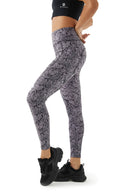 Mönstrade leggings med ficka - AC104 lila ormskinn